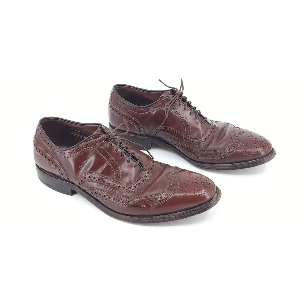 Allen Edmonds McAllister Wingtip Oxfords Men's 8 D Burgundy Leather Shoes 60600